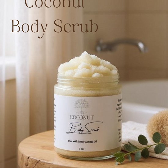 video representation of how to use coconut body scrub in the shower