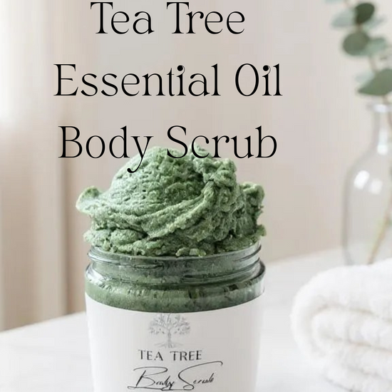 video explaining and showing how to use tea tree essential oil body scrub
the model takes a good amount of scrub and then applies it on her arm, creating a creamy lather, then she rinses it in the shower showing her glowy skin
